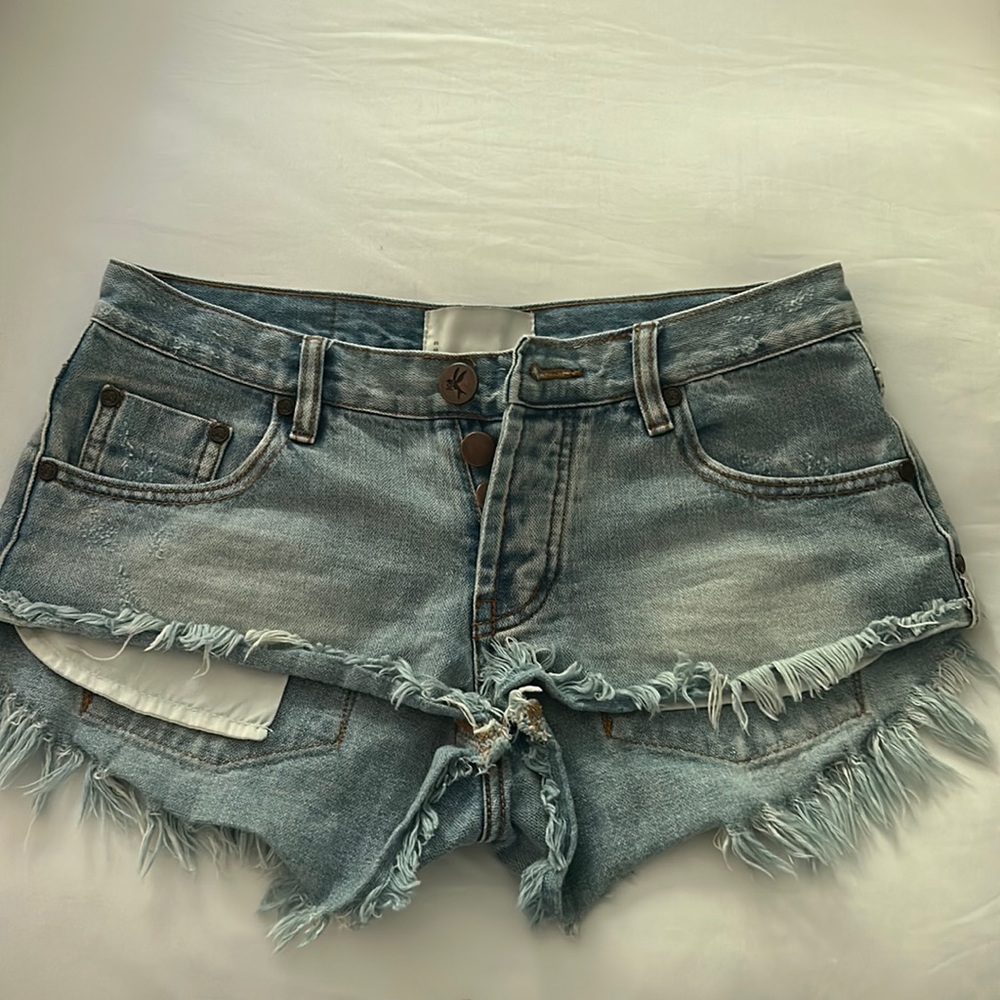 One Teaspoon Kansas Blue Dukes Low Waist Denim Shorts